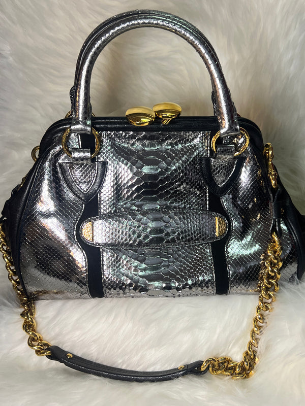 Marc Jacobs Metallic Silver Python Snakeskin Bag (Pre Loved)