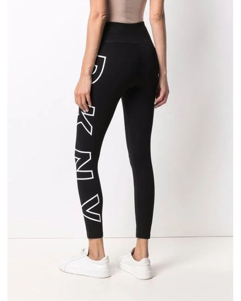 DKNY High-Waisted Logo Print Leggings - Black