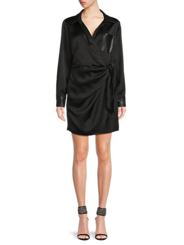 DKNY Satin Wrap Shirt Dress