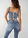 True Religion Lace Up Denim Corset Top - HIGHSTREET.CO.ZA