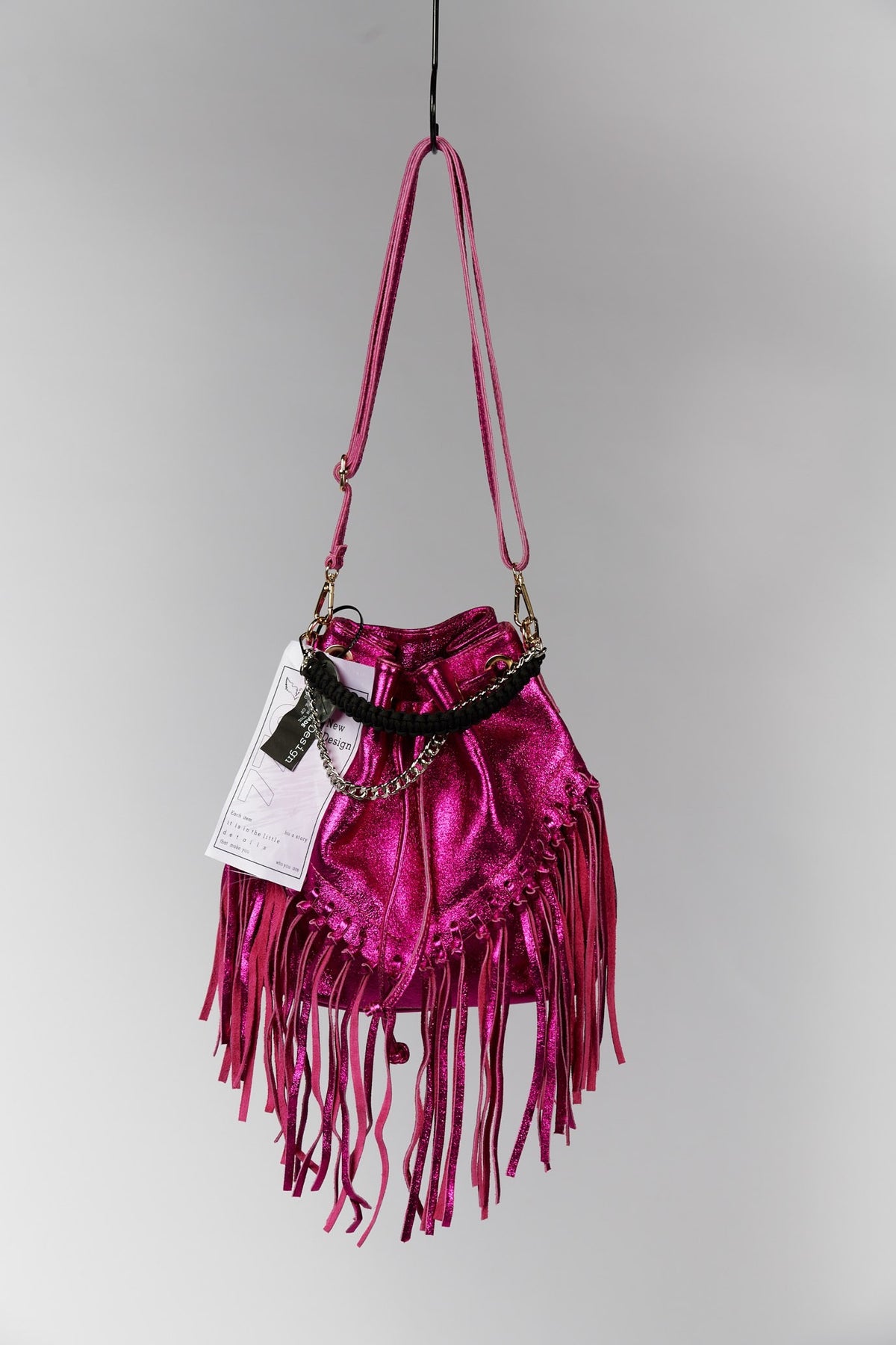 Italian Genuine Leather Bucket Bag with Fringe - HIGHSTREET.CO.ZA