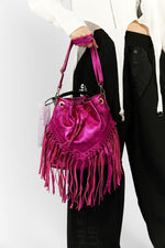 Italian Genuine Leather Bucket Bag with Fringe - HIGHSTREET.CO.ZA