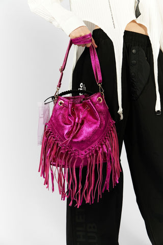 770 Fringe Leather Bag - Metallic Pink