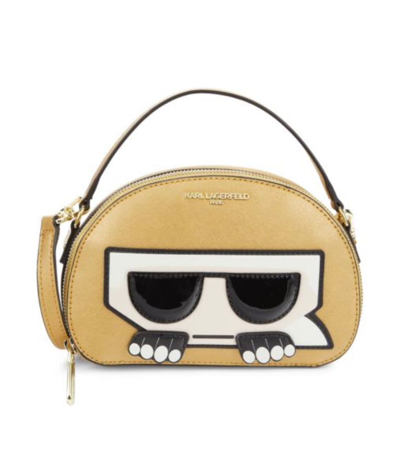 KARL LAGERFELD PARIS GOLD Maybelle Leather Crossbody Bag