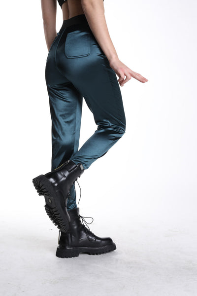 770 Satin Tailored Trousers - Emerald Green