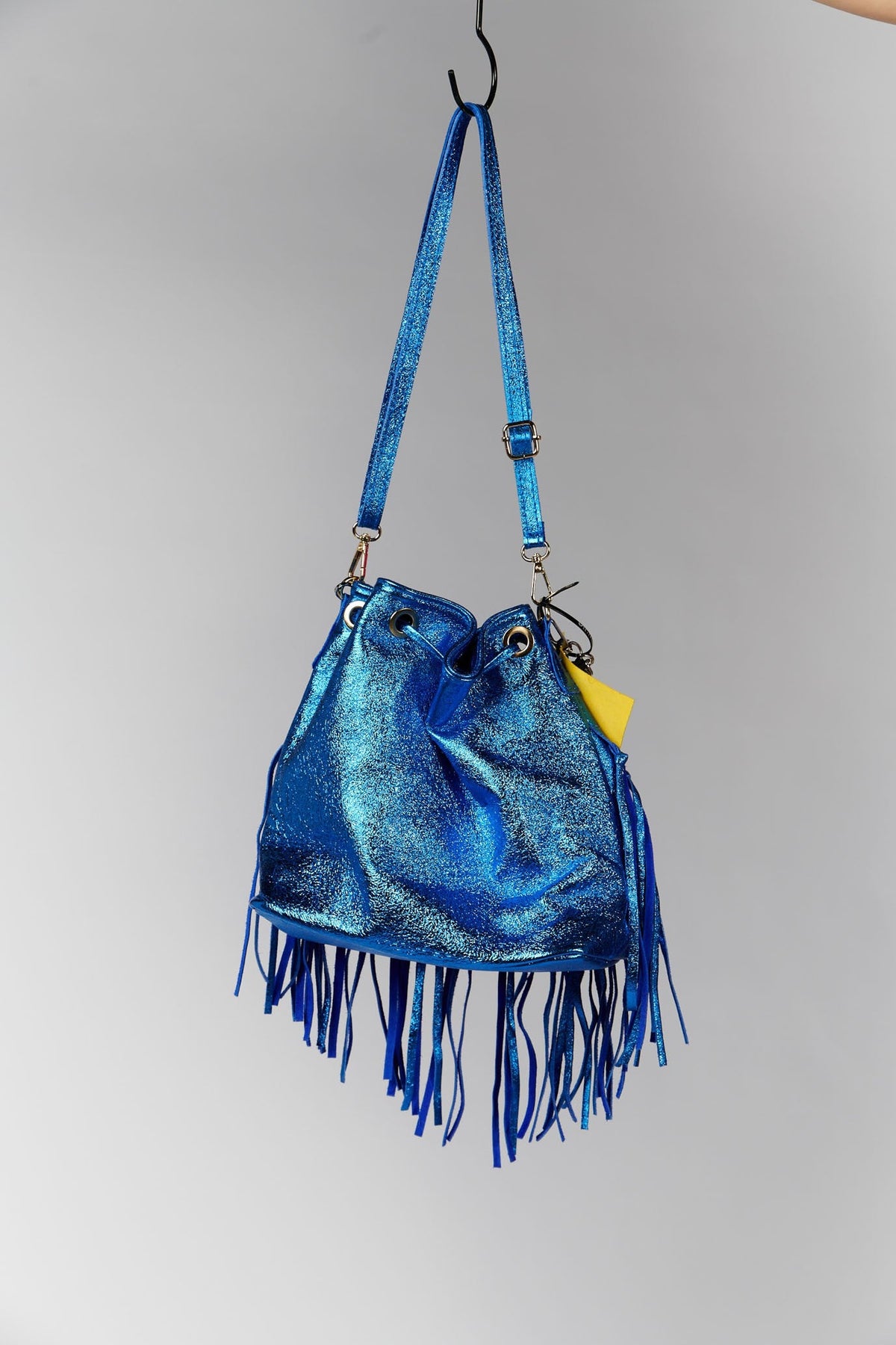 Italian Genuine Leather Bucket Bag with Fringe - HIGHSTREET.CO.ZA