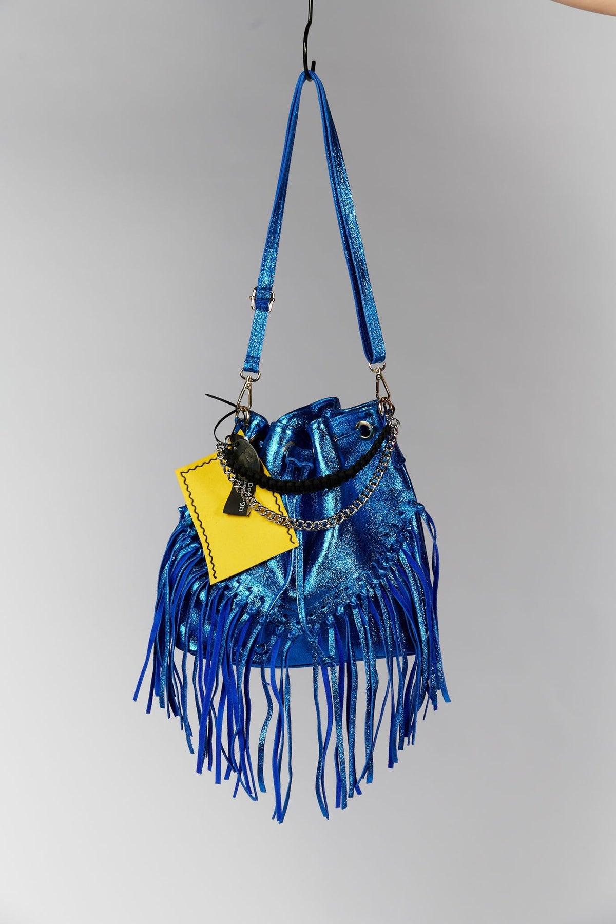 Italian Genuine Leather Bucket Bag with Fringe - HIGHSTREET.CO.ZA