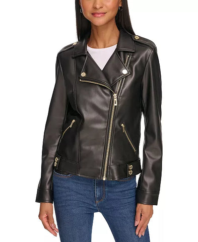 Karl Lagerfeld Paris Vegan Leather Moto Jacket