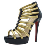 Christian Louboutin Black and Gold Leather Romaine Platform Sandals - HIGHSTREET.CO.ZA