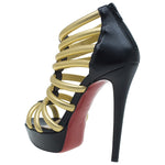 Christian Louboutin Black and Gold Leather Romaine Platform Sandals - HIGHSTREET.CO.ZA