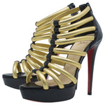 Christian Louboutin Black and Gold Leather Romaine Platform Sandals - HIGHSTREET.CO.ZA