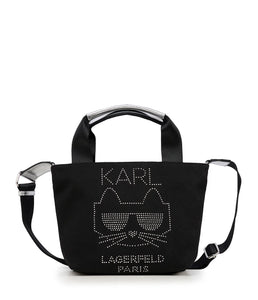 Karl Lagerfeld Kristen Canvas Crossbody - Black with Silver Stones