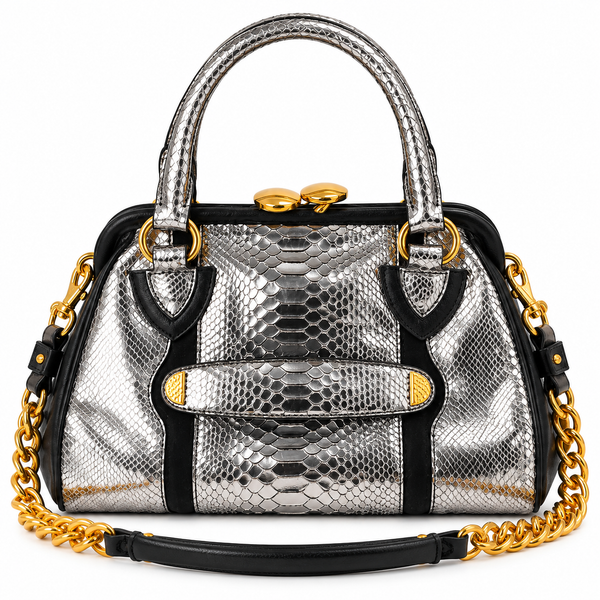 Marc Jacobs Metallic Silver Python Snakeskin Bag  (Pre Loved)