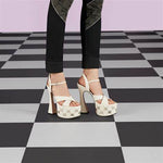 Gucci Interlocking G Studded Platform Sandals | Mystic White - HIGHSTREET.CO.ZA