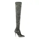 Saint Laurent Talia Crushed Velvet Thigh High Boots