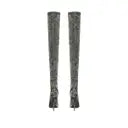 Saint Laurent Talia Crushed Velvet Thigh High Boots - HIGHSTREET.CO.ZA