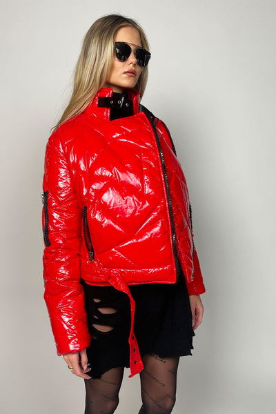 770 Red Sporty Puffer Coat "SIMPLE"