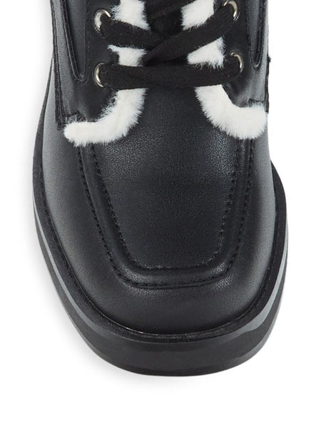 KARL LAGERFELD PARIS Dottie Faux Fur Block Heel Leather Booties