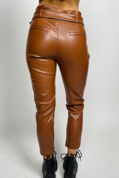 770 Designed Tan Faux Leather Jogger Pants