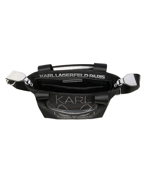 Karl Lagerfeld Kristen Canvas Crossbody - Black with Silver Stones