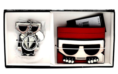 Karl Lagerfeld Karl Key Chain & Red Credit Card case gift set