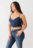 True Religion Denim Zip Up Bustier Top - HIGHSTREET.CO.ZA