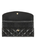 Badgley Mischka Quilted Faux Leather Long Wallet - Black - HIGHSTREET.CO.ZA