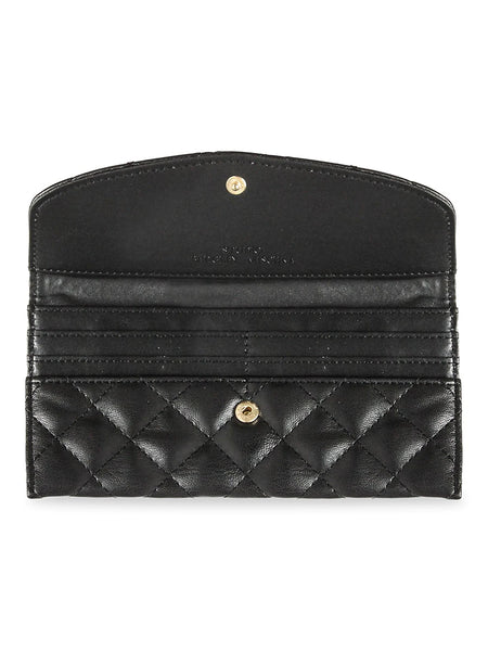 Badgley Mischka Quilted Faux Leather Long Wallet - Black