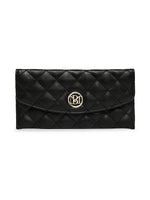 Badgley Mischka Quilted Faux Leather Long Wallet - Black - HIGHSTREET.CO.ZA