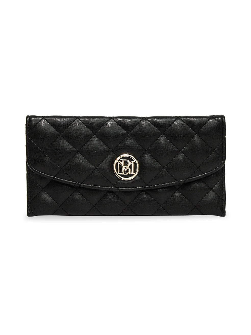 Badgley Mischka Quilted Faux Leather Long Wallet - Black - HIGHSTREET.CO.ZA