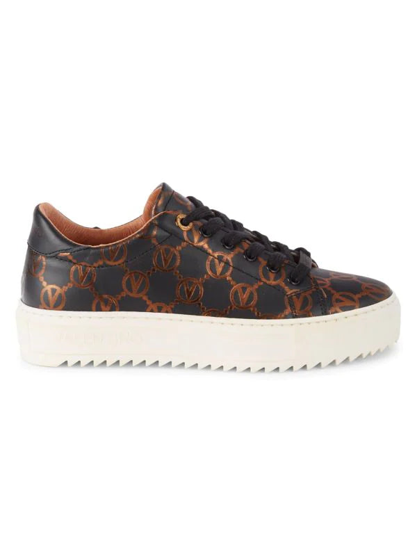 Valentino by Mario Valentino Beatrice Logo Leather Platform Sneakers - Black - HIGHSTREET.CO.ZA
