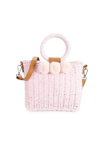Collection 18 Woven Paper Bucket Crossbody Bag - Pink