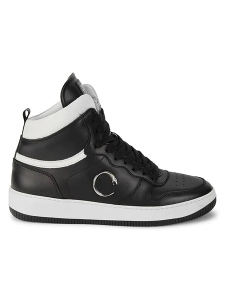 Cavalli Class by Roberto Cavalli Leather High-Top Sneakers - Black