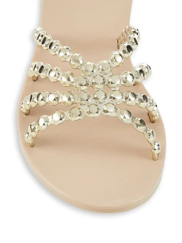 Melissa Crystal Embellished Slides - Gold - HIGHSTREET.CO.ZA