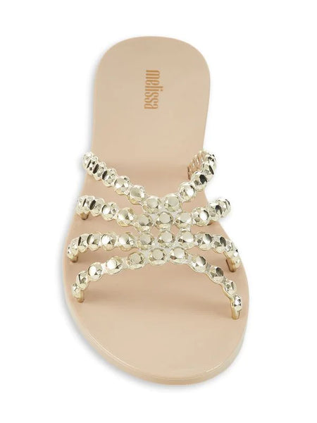 Melissa Crystal Embellished Slides - Gold