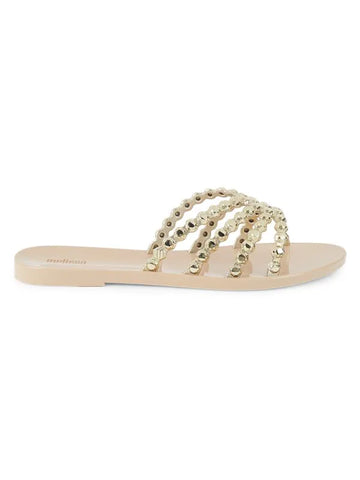 Melissa Crystal Embellished Slides - Gold