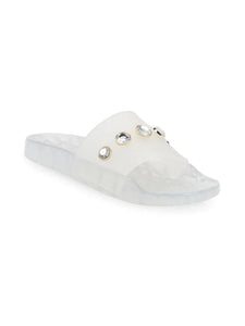 Karl Lagerfeld Paris Taja Jewel-Embellished Pool Slides - Clear