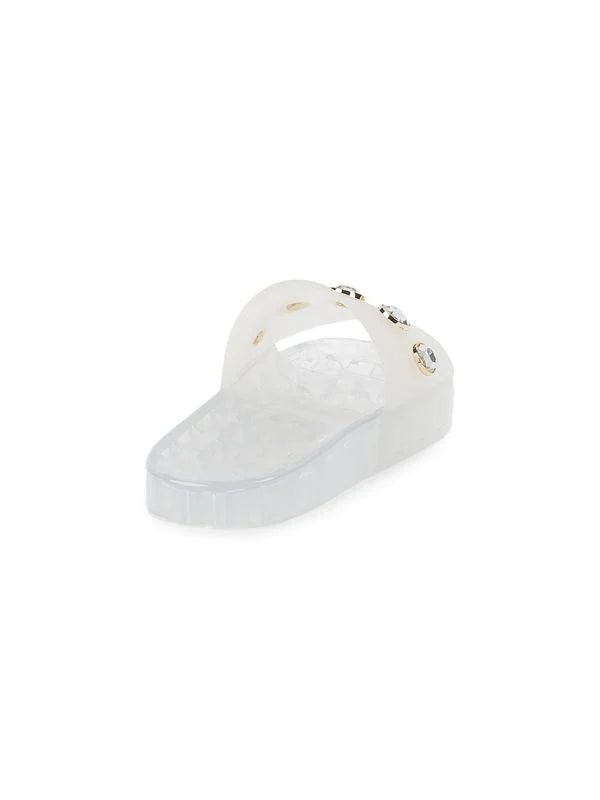 Karl Lagerfeld Paris Taja Jewel-Embellished Pool Slides Clear