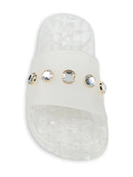 Karl Lagerfeld Paris Taja Jewel-Embellished Pool Slides - Clear - HIGHSTREET.CO.ZA