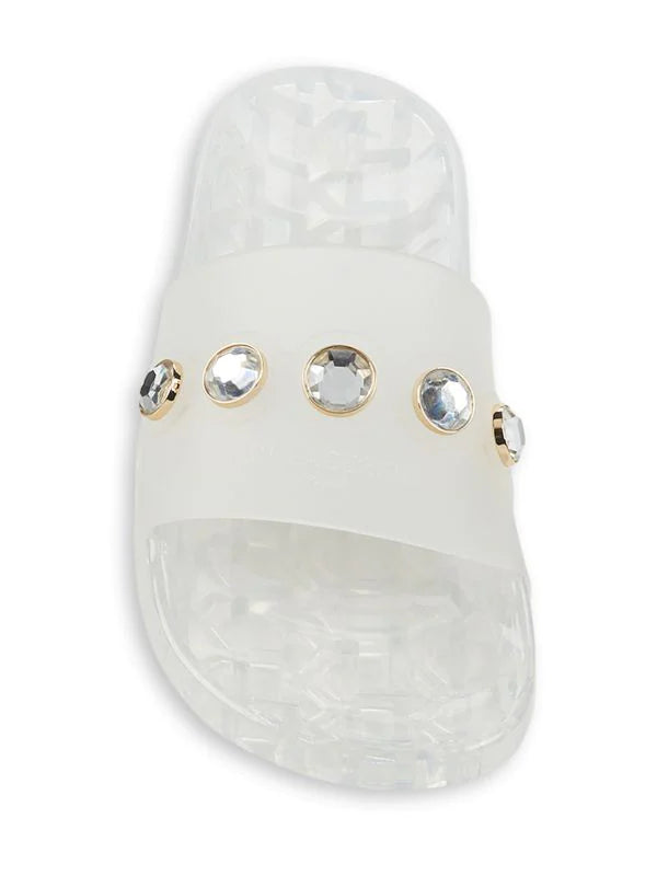 Karl Lagerfeld Paris Taja Jewel-Embellished Pool Slides - Clear - HIGHSTREET.CO.ZA