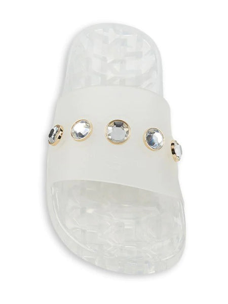 Karl Lagerfeld Paris Taja Jewel-Embellished Pool Slides - Clear