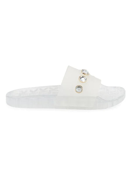 Karl Lagerfeld Paris Taja Jewel-Embellished Pool Slides - Clear