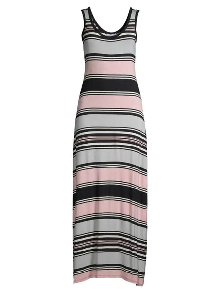 Calvin Klein Stripe Knit Maxi Dress - Rose