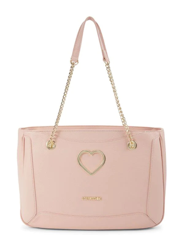 Love Moschino Heart & Chain Shoulder Bag - Pink - HIGHSTREET.CO.ZA