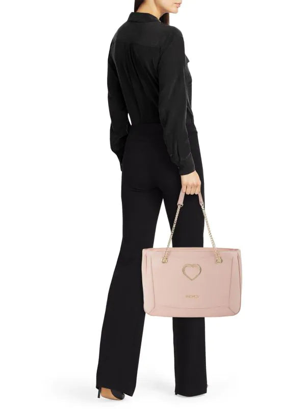 Love Moschino Heart & Chain Shoulder Bag - Pink - HIGHSTREET.CO.ZA