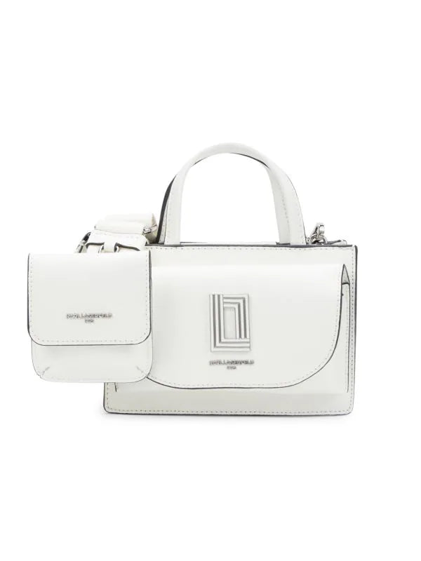 Karl Lagerfeld Mini Top Handle Bag  -Winter White
