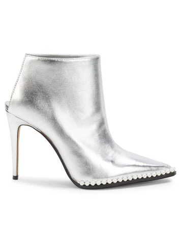 Karl Lagerfeld Cyron Leather Stiletto Booties - Silver