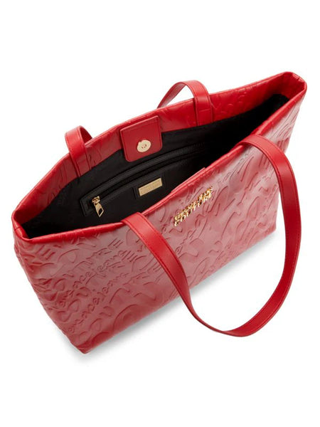 VERSACE JEANS COUTURE LOGO LEATHER TOTE - RED