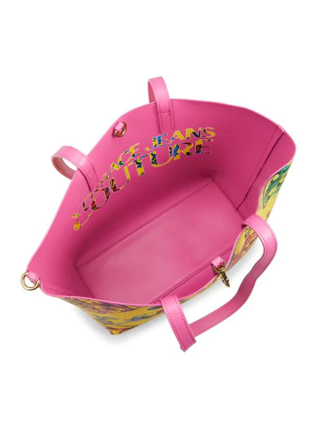 Versace Jeans Couture Baroque Print Leather Tote - Yellow Multi