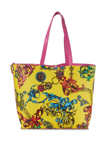 Versace Jeans Couture Baroque Print Leather Tote - Yellow Multi